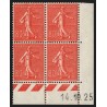 n°203, coin daté 1925, Semeuse lignée 80c rouge, neuf ** sans charnière SUPERBE