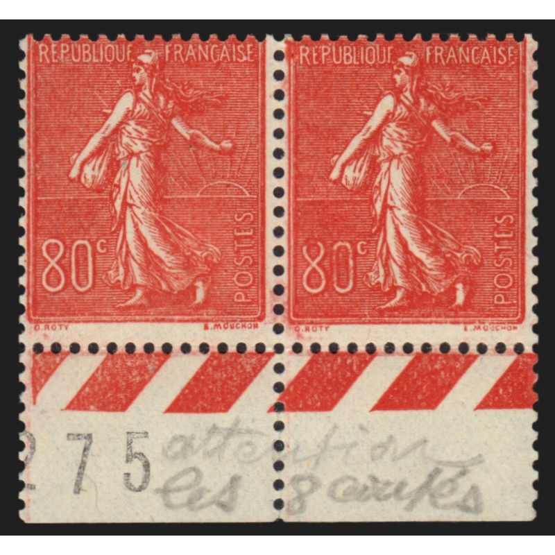 n°203a, variété "8c au lieu de 80c" tenant à normal, 80c rouge, neufs ** - TB
