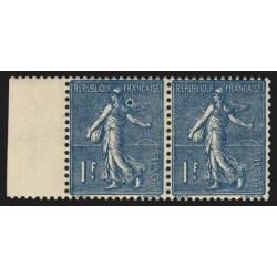 n°205c, variété "anneau-lune" tenant à normal, Semeuse 1fr bleu-foncé, neufs **