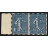 n°205c, variété "anneau-lune" tenant à normal, Semeuse 1fr bleu-foncé, neufs **