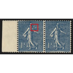 n°205c, variété "anneau-lune" tenant à normal, Semeuse 1fr bleu-foncé, neufs **