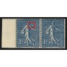 n°205c, variété "anneau-lune" tenant à normal, Semeuse 1fr bleu-foncé, neufs **