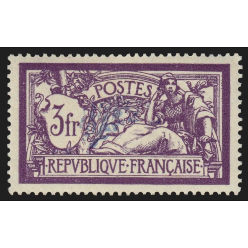 n°206c, variété "centre déplacé", Merson 3fr violet et bleu, neuf * - SUPERBE