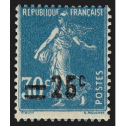 n°217e, variété "boucle du 5 fermée", Semeuse 25c sur 30c bleu, neuf * - TB