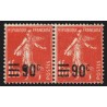n°227e, variété "9 de 90c fermé" tenant à normal, neuf * légère trace de ch. TB