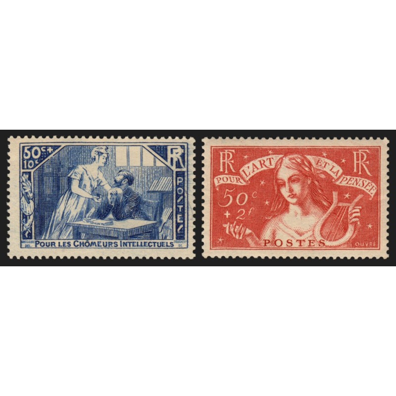 n°307/308, Chômeurs intellectuels 1935, neufs ** sans charnière - TB D'ASPECT