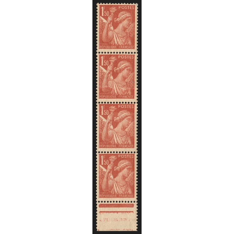 n°652b, variété "impression sur raccord", Iris 1fr50 rouge-brun, neufs ** - SUP