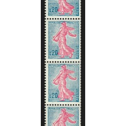 n°1233a, bande de 11 issue de roulettes, Semeuse de Piel, Type II, neufs ** SUP