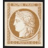 n°1, Cérès 1849, 10c bistre, essai dans la couleur, papier carton, neuf (*) TB