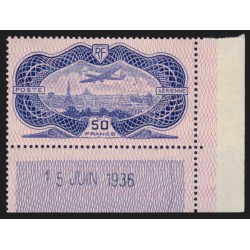 Poste Aérienne n°15, coin daté 15 juin 1936, neuf ** , Certificat ROUMET - SUP