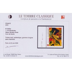 n°3585a, variété "Valeur faciale omise", Kandinsky, neuf ** , Certificats