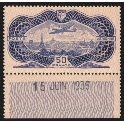 Poste Aérienne n°15, coin daté 15 juin 1936, neuf * , signé CALVES - TB