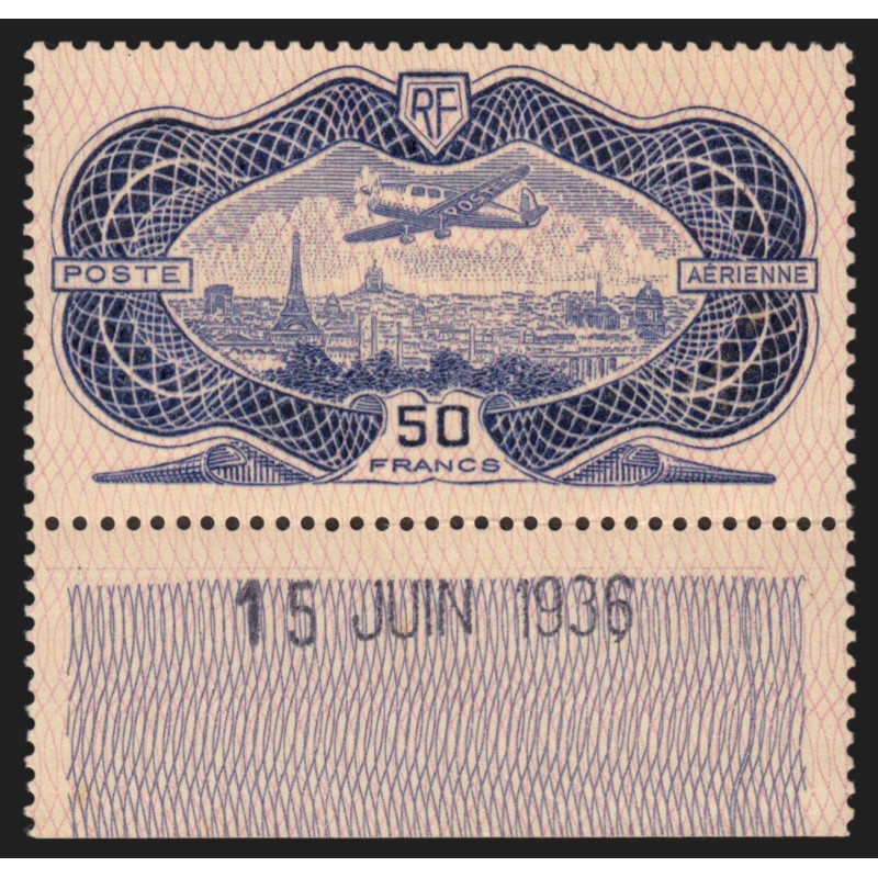 Poste Aérienne n°15, coin daté 15 juin 1936, neuf * , signé CALVES - TB
