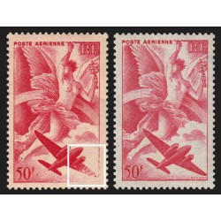 Poste Aérienne n°17, variété "aile droite de l'avion effacée", neufs ** - SUP