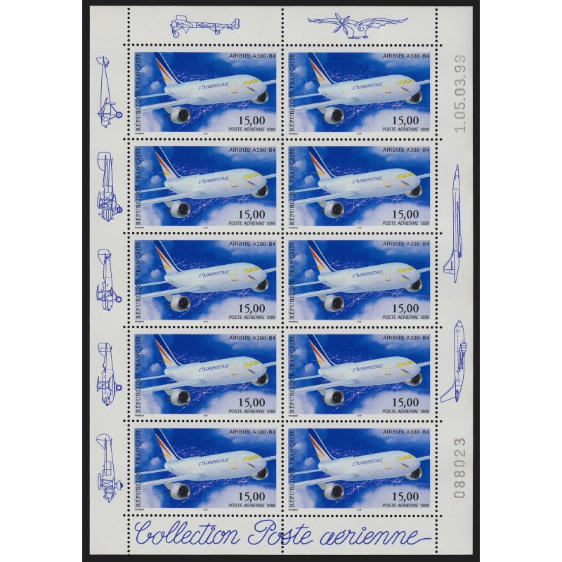 Poste Aérienne n° F63a, feuillet de 10 timbres, Airbus A300-B4, neuf ** SUPERBE