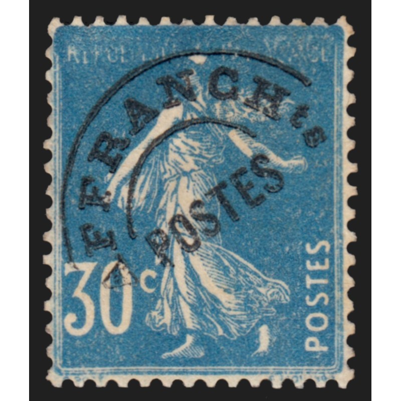 Préoblitérés n°60, variété surencrage, Semeuse 30c bleu, oblitéré - TB