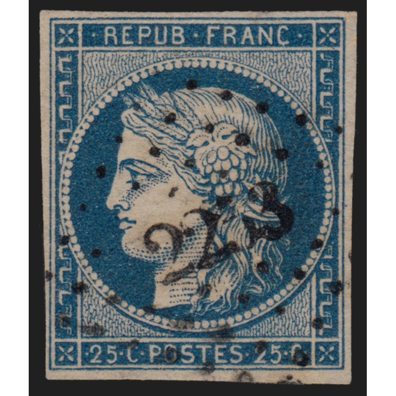 n°4, Cérès 25c bleu, oblitéré PC 2253 NEUNG-SUR-BEUVRON Loir & Cher - TB n°4, Cérès 25c bleu, oblitéré PC 2253 NEUNG-SUR-BEUVRON Loir & Cher - TB