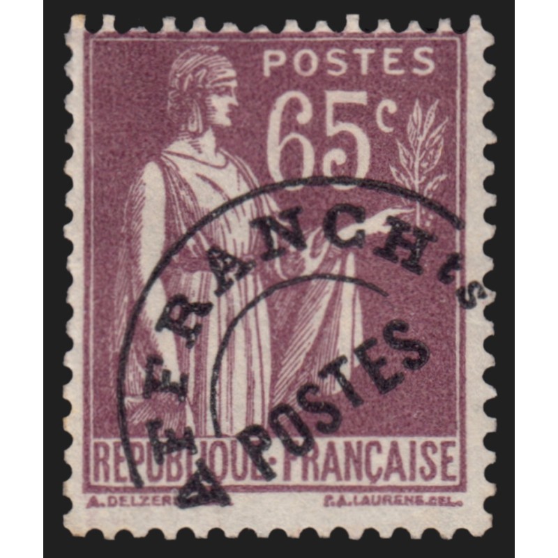 Préoblitérés n°73b, variété "T surélevé", Paix 65c violet-brun, neuf * - TB