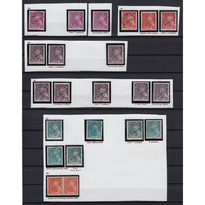 Préoblitérés 1938, Mercure n°78/83, collection spécialisée avec variétés - TB