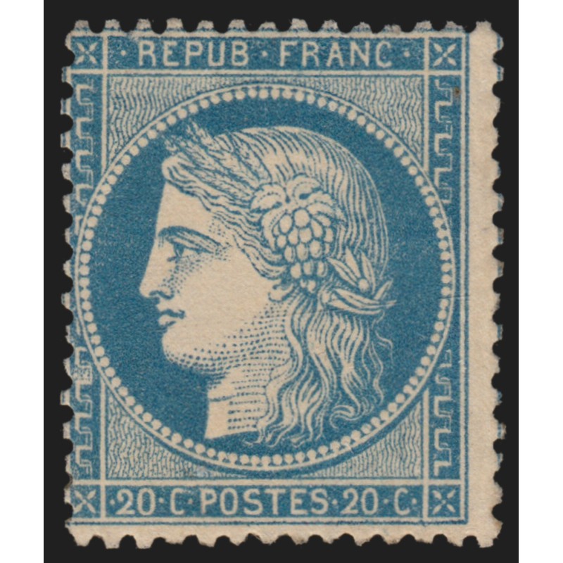 n°37, Cérès Siège de Paris, 20c bleu, neuf * infime trace de charnière - TB n°37, Cérès Siège de Paris, 20c bleu, neuf * infime trace de charnière - TB