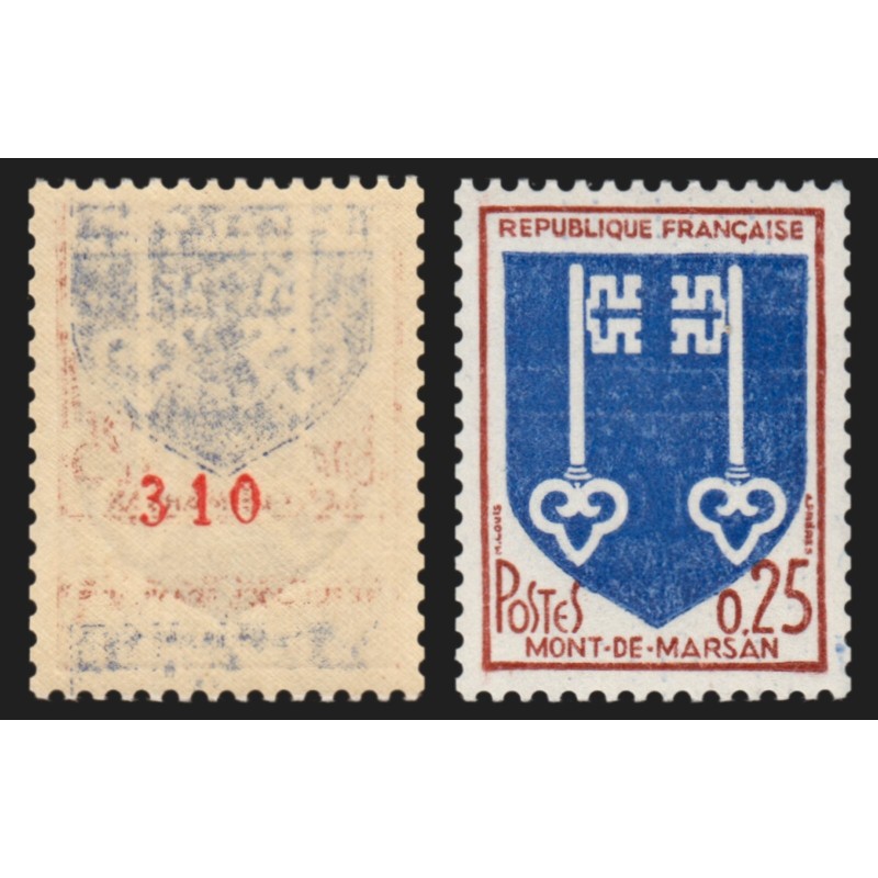 n°1469a, numéro rouge au verso avec recto-verso, Mont-de-Marsan, neuf ** - TB