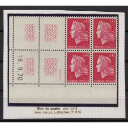 n°1535/1536B, Marianne de Cheffer, avec nuances, numéros rouge, variétés ** TB