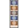 n°1542, essais de couleurs en bande de 5, Chèques postaux 1968, neufs ** - TB