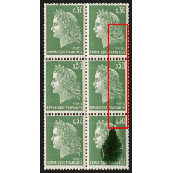 n°1611, variété "surencrage/maculé", Marianne de Cheffer, neufs ** - SUPERBE