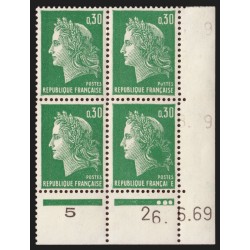 n°1611, variété "surencrage/maculé" coin daté, Marianne de Cheffer, neufs **
