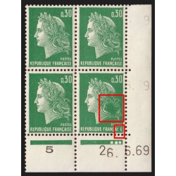 n°1611, variété "surencrage/maculé" coin daté, Marianne de Cheffer, neufs **