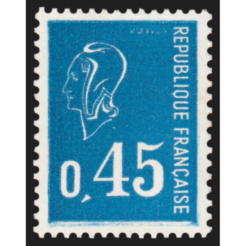 n°1663a, variété "POSTES estompé", Marianne Becquet 45c bleu, neuf ** - SUPERBE