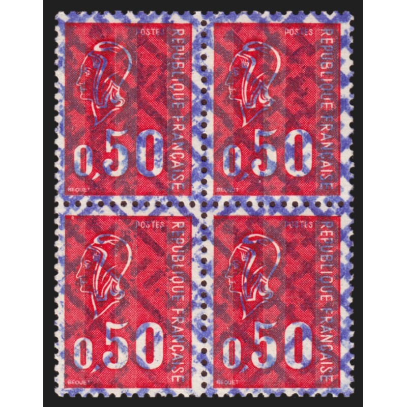 n°1664, annulation des rebuts en bleu, Marianne de Becquet 50c carmin, neuf **