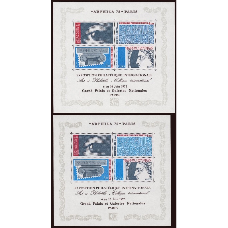 Blocs-Feuillets n°7/7b, variété "Grand format 156x143mm" + normal, neufs ** TB