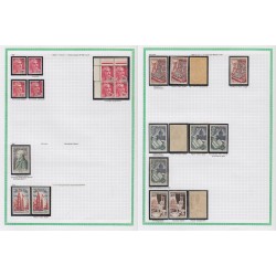 France 1945/1959, variétés et nuances de couleurs, +1500 timbres neufs ** - TB