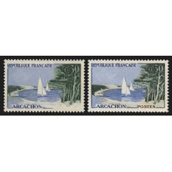 n°1312a, variété "Sans POSTES" + normal, Arcachon, neuf ** sans charnière - SUP