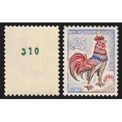 n°1331c, numéro vert au verso, Coq de Decaris, neuf ** sans charnière SUPERBE
