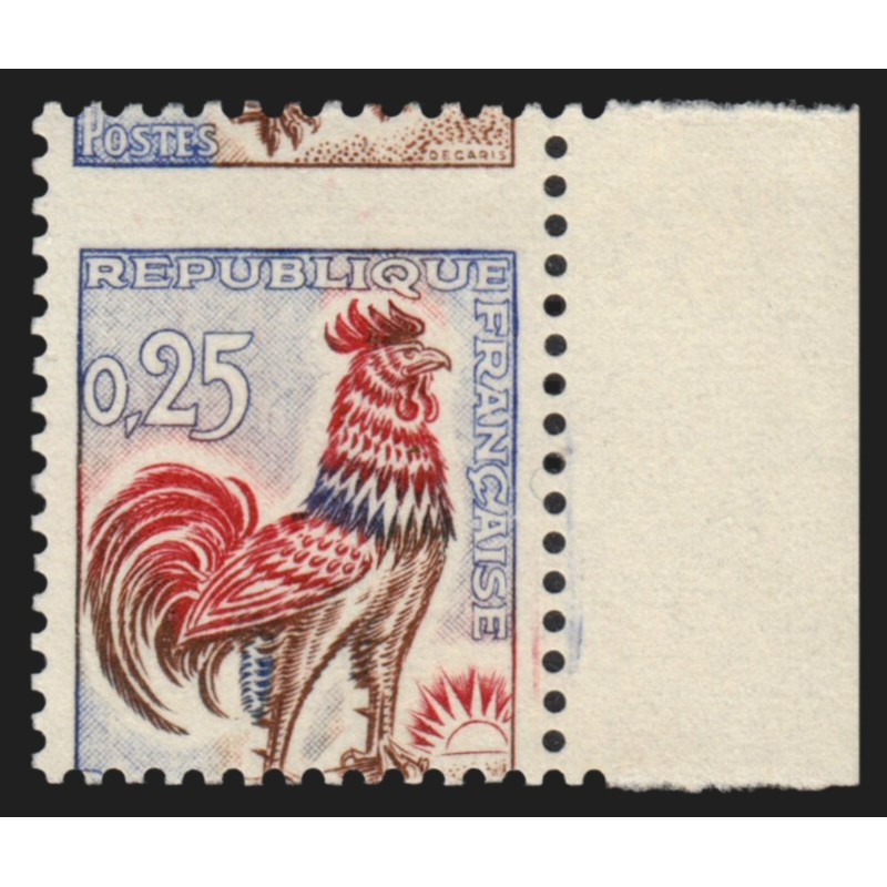 n°1331f, variété "piquage à cheval", Coq de Decaris, neuf ** , signé CALVES