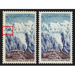 n°1454c, variété "Grotte bleue" + normal, Tunnel du Mont-Blanc neuf ** SUPERBE