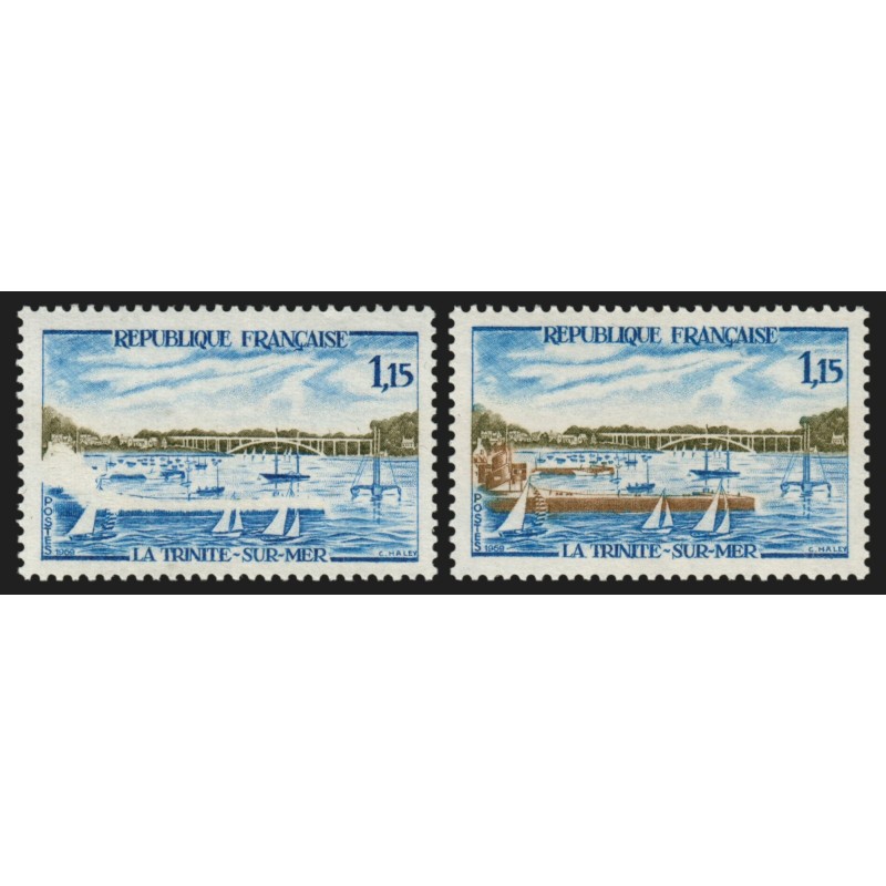 n°1585a, variété "Môle central blanc" + normal, neuf ** sans charnière SUPERBE