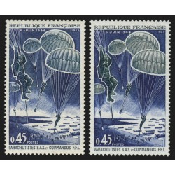 n°1603c, variété "Parachutes bleus" + normal, neuf ** sans charnière - SUPERBE