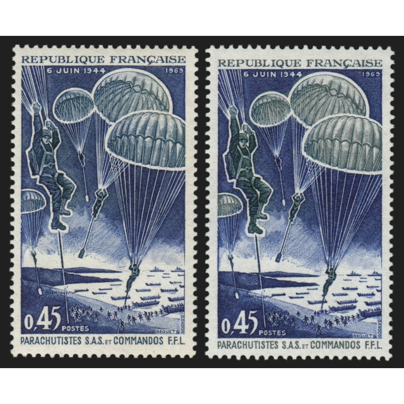 n°1603c, variété "Parachutes bleus" + normal, neuf ** sans charnière - SUPERBE