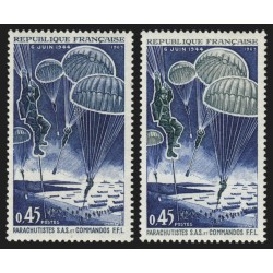 n°1603, variété "Couleur bleu unicolore" + normal, neuf ** sans charnière SUP