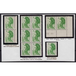 n°2423, lot de 3 variétés, Liberté de Gandon, lettre A vert, neufs ** - SUPERBE