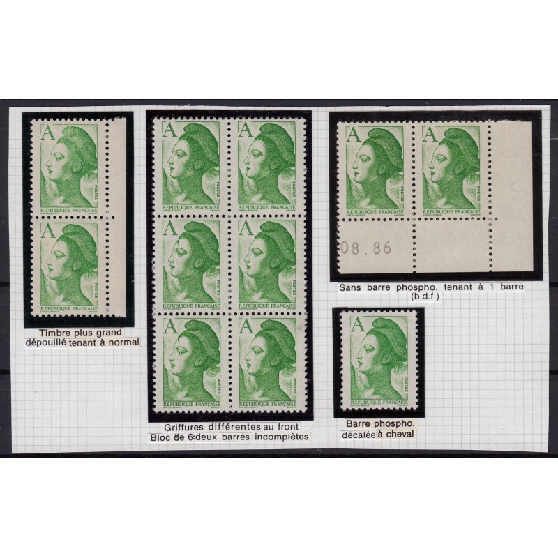 n°2423, lot de 3 variétés, Liberté de Gandon, lettre A vert, neufs ** - SUPERBE