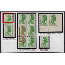 n°2423, lot de 3 variétés, Liberté de Gandon, lettre A vert, neufs ** - SUPERBE
