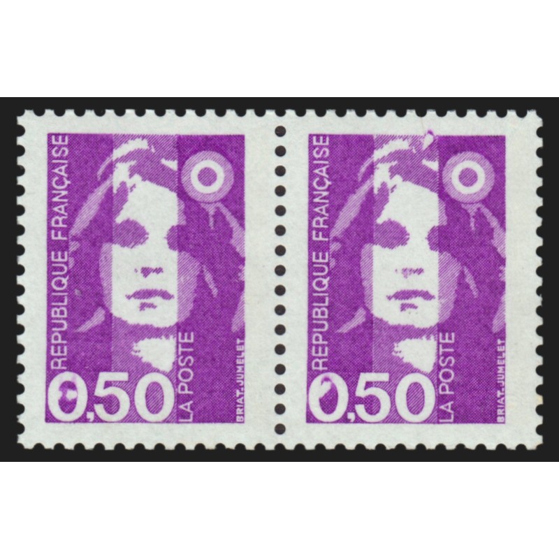 n°2619h et 2619d se tenant, Marianne de Briat 50c violet, neufs ** - SUPERBE