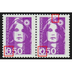 n°2619h et 2619d se tenant, Marianne de Briat 50c violet, neufs ** - SUPERBE