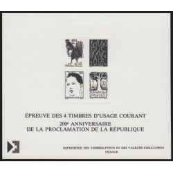 n°2772/2775, épreuve collective en noir, Bicentenaire 1992 - SUPERBE