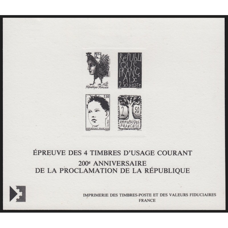 n°2772/2775, épreuve collective en noir, Bicentenaire 1992 - SUPERBE