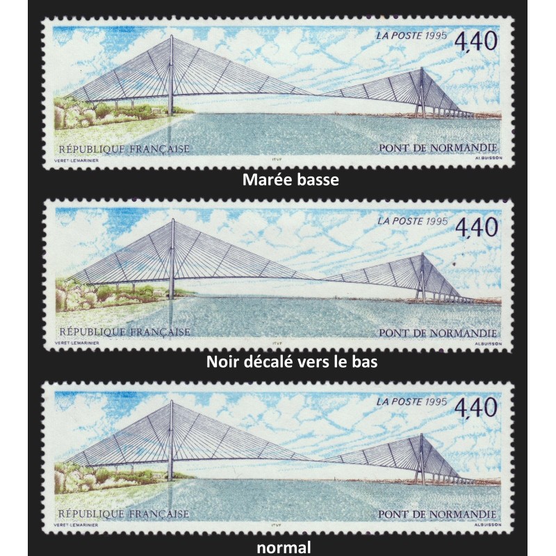 n°2923, deux variétés : "Marée basse" et "Noir décalé", neufs ** sans charnière